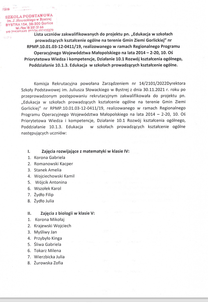 lista uczniow zakwalifikowanych 1